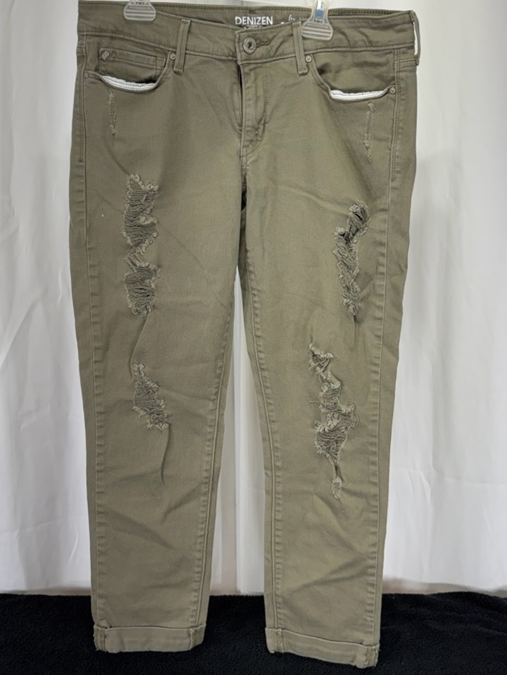 Denizen from Levi's Olive Green Distressed Ankle Jeans 2282